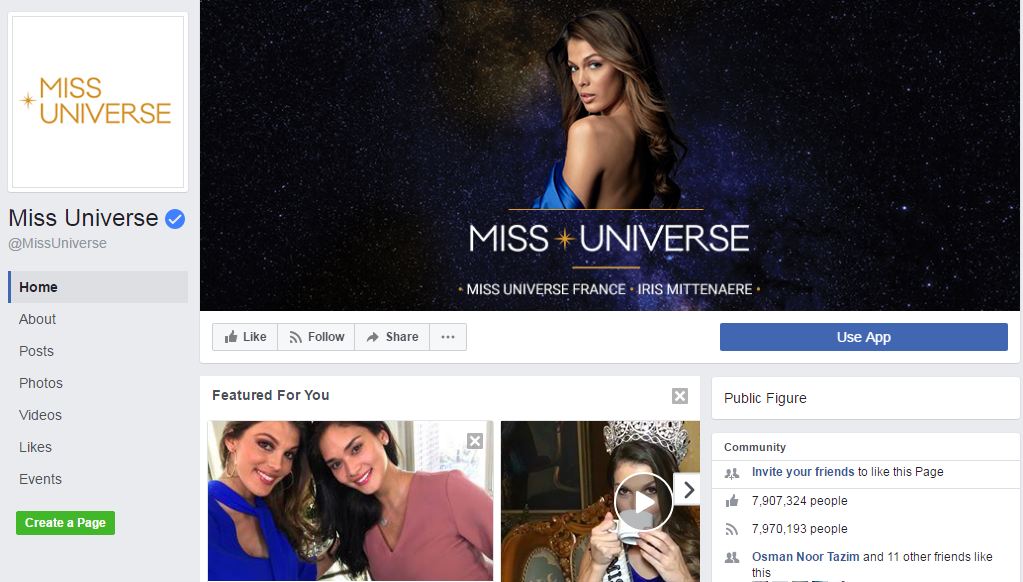 মিস ইউনিভার্স প্রতিযোগিতার অফিশিয়াল ফেসবুক পেজ হ্যাকড।।   