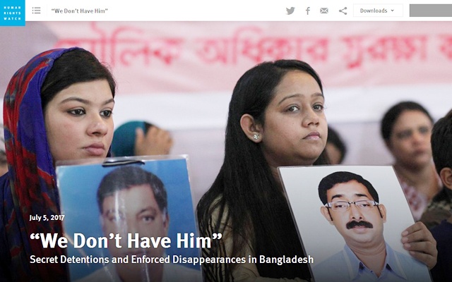 গুম ও গোপন আটক বন্ধে সরকারের প্রতি হিউম্যান রাইটস ওয়াচের আহ্বান