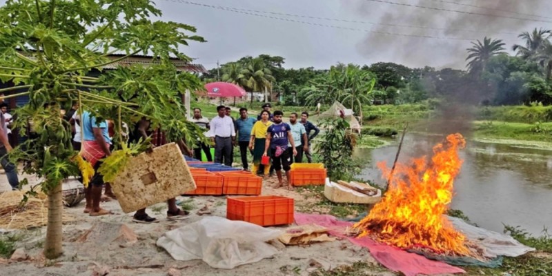 ৩১ মণ জেলি দেওয়া চিংড়ি জব্দ।।৪ ব্যবসায়ীকে কারাদণ্ড-জরিমানা